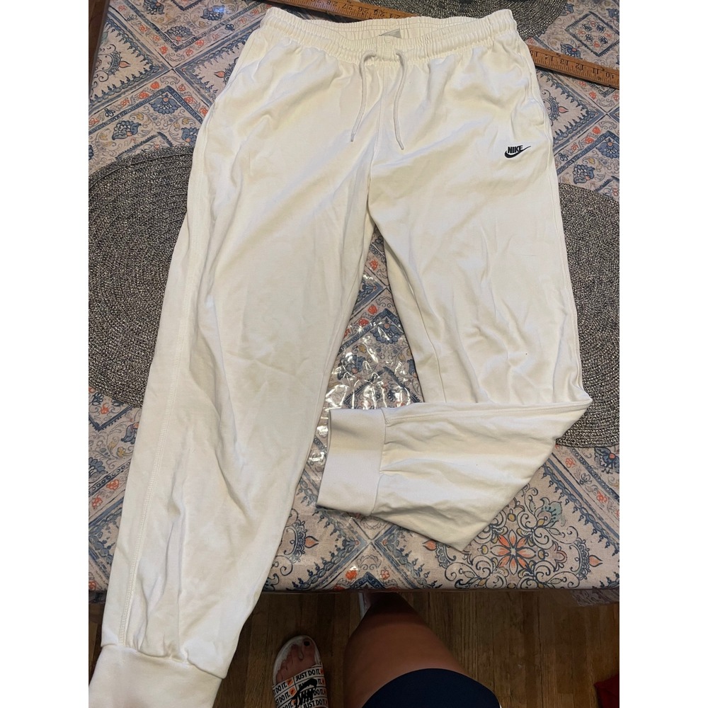 Nike Sportswear Essential Women Joggers Sail White Cotton Sweatpants Large